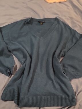 Lane Bryant Women's  Teal V-Neck Sweater